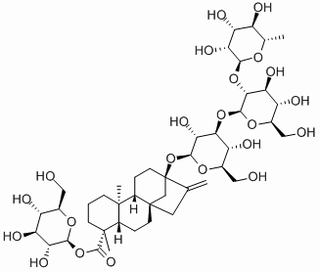 (4R)-13-[[2-O-(6-Deoxy-α-L-mannopyranosyl)-3-O-(β-D-glucopyranosyl)-β-D-glucopyranosyl]oxy]kaur-16-en-18-oic acid β-D-glucopyranosyl ester