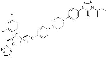 (+-)-1-sec-Butyl-4-(p-(4-(p-(((2R*,4S*)-2-(2,4-difluorophenyl)-2-(1H-1 ,2,4-triazol-1-ylmethyl)-1,3-dioxolan-4-yl)methoxy)phenyl)-1-piperazin yl)phenyl)-delta(sup 2)-1,2,4-triazolin-5-one