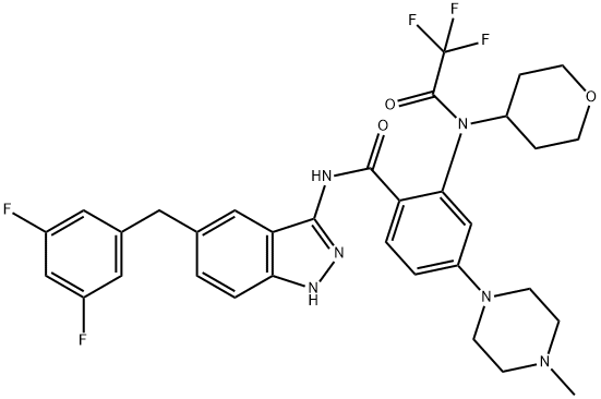 N-[5-(3,5-difluorobenzyl)-1H-indazol-3-yl]-4-(4-methylpiperazin-1-yl)-2-[(tetrahydropyran-4-yl)-(2,2,2-trifluoroacetyl)amino]benzamide