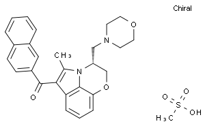 (R)-(+)-[2,3-Dihydro-5-methyl-3[(4-morpholinyl)methyl]pyrrolo[1,2,3-de]-1,4-benzoxazinyl]-(1-naphthalenyl)methanone  mesylate  salt