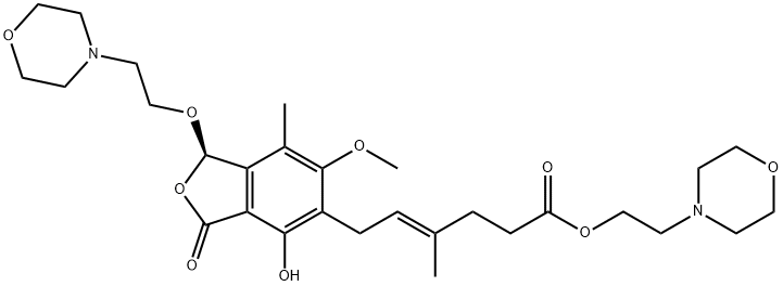 4-Hexenoic acid, 6-[(1R)-1,3-dihydro-4-hydroxy-6-methoxy-7-methyl-1-[2-(4-morpholinyl)ethoxy]-3-oxo-5-isobenzofuranyl]-4-methyl-, 2-(4-morpholinyl)ethyl ester, (4E)-