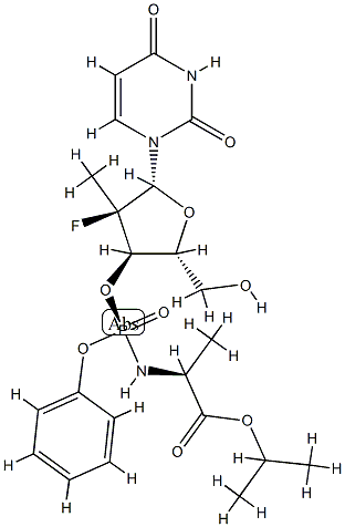 isopropyl ((S)-(((2R,3R,4R,5R)-5-(2,4-dioxo-3,4-dihydropyrimidin-1(2H)-yl)-4-fluoro-2-(hydroxymethyl)-4-methyltetrahydrofuran-3-yl)oxy)(phenoxy)phosphoryl)-L-alanite