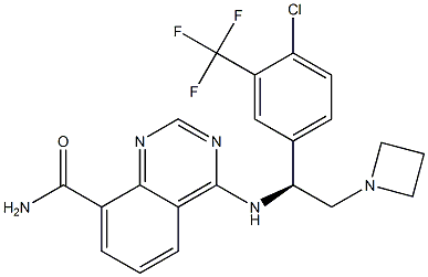 (S)-4-(2-(azetidin-1-yl)-1-(4-chloro-3-(trifluoromethyl)phenyl)ethylamino)quinazoline-8-carboxamide