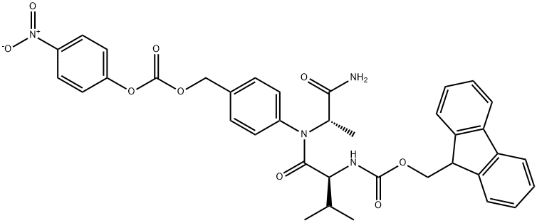 (9H-Fluoren-9-yl)methyl ((S)-3-methyl-1-(((S)-1-((4-((((4-nitrophenoxy)carbonyl)oxy)methyl)phenyl)amino)-1-oxopropan-2-yl)amino)-1-oxobutan-2-yl)carbamate