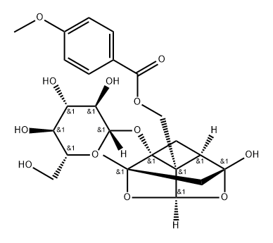 β-D-Glucopyranoside, (1aR,2S,3aR,5R,5aR,5bS)-tetrahydro-5-hydroxy-5b-[[(4-methoxybenzoyl)oxy]methyl]-2-methyl-2,5-methano-1H-3,4-dioxacyclobuta[cd]pentalen-1a(2H)-yl