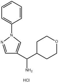 (oxan-4-yl)(1-phenyl-1H-pyrazol-4-yl)methanamine hydrochloride