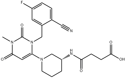 Butanoic acid, 4-[[(3R)-1-[3-[(2-cyano-5-fluorophenyl)methyl]-1,2,3,6-tetrahydro-1-methyl-2,6-dioxo-4-pyrimidinyl]-3-piperidinyl]amino]-4-oxo-