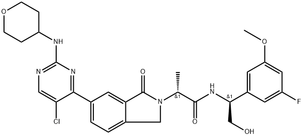 (R)-2-(6-(5-chloro-2-((tetrahydro-2H-pyran-4-yl)amino)pyrimidin-4-yl)-1-oxoisoindolin-2-yl)-N-((S)-1-(3-fluoro-5-methoxyphenyl)-2-hydroxyethyl)propanamide