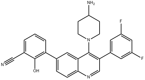 Benzonitrile, 3-[4-(4-amino-1-piperidinyl)-3-(3,5-difluorophenyl)-6-quinolinyl]-2-hydroxy-