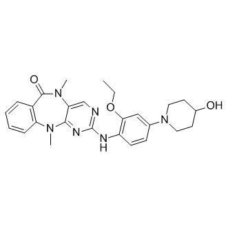 2-[[2-Ethoxy-4-(4-hydroxy-1-piperidinyl)phenyl]amino]-5,11-dihydro-5,11-dimethyl-6H-pyrimido[4,5-b][1,4]benzodiazepin-6-one                    XMD 8-92