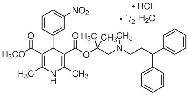 1,4-dihydro-2,6-dimethyl-4-(3-nitrophenyl)-3,5-pyridinedicarboxylic acid 2-[(3,3-diphenylpropyl)methylamino]-1,1-dimethylethyl methyl ester hydrochloride