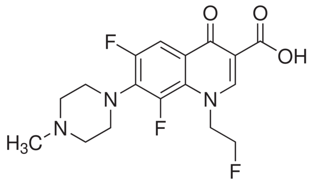 AM-833, Ro-23-6240, Megalocin, Megalone, Quinodis, 6,8-Difluoro-1-(2-fluoroethyl)-1,4-dihydro-7-(4-methyl-1-piperazinyl)-4-oxo-3-quinolinecarboxylic Acid
