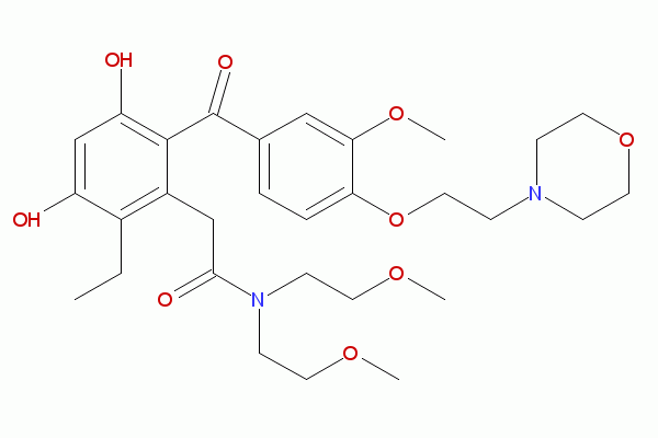 2-[2-ethyl-3,5-dihydroxy-6-[3-methoxy-4-(2-morpholin-4-ylethoxy)benzoyl]phenyl]-N,N-bis(2-methoxyethyl)acetamide