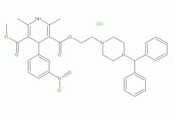 1,4-二氢-2,6-二甲基-4-间硝基苯基-3,5-吡啶二羧酸甲酯-2-(4-二苯甲基-1-哌嗪基)乙酯盐酸盐