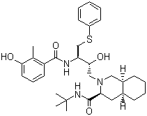 N-tert-butyl-2-[2-hydroxy-3-[[(3-hydroxy-2-methylphenyl)-oxomethyl]amino]-4-(phenylthio)butyl]-3,4,4a,5,6,7,8,8a-octahydro-1H-isoquinoline-3-carboxamide
