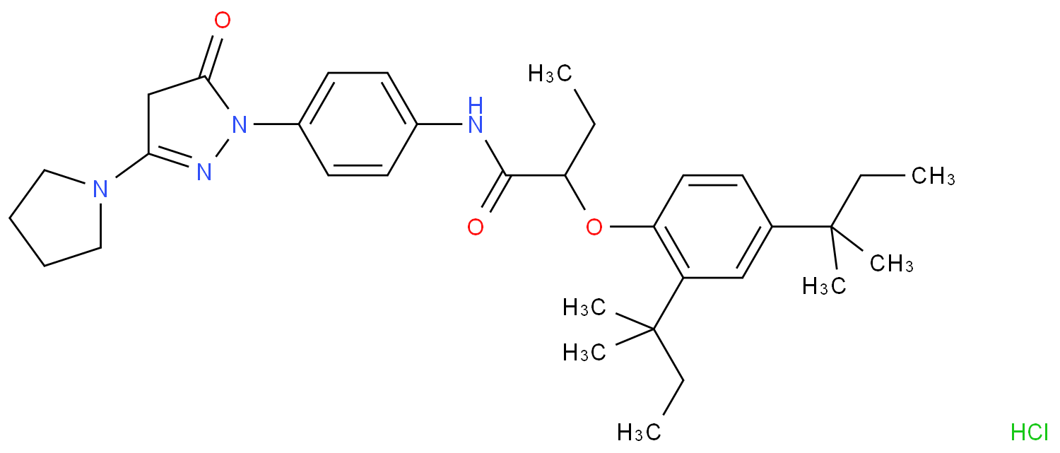 2-[2,4-bis(2-methylbutan-2-yl)phenoxy]-N-[4-(5-oxo-3-pyrrolidin-1-yl-4H-pyrazol-1-yl)phenyl]butanamide hydrochloride