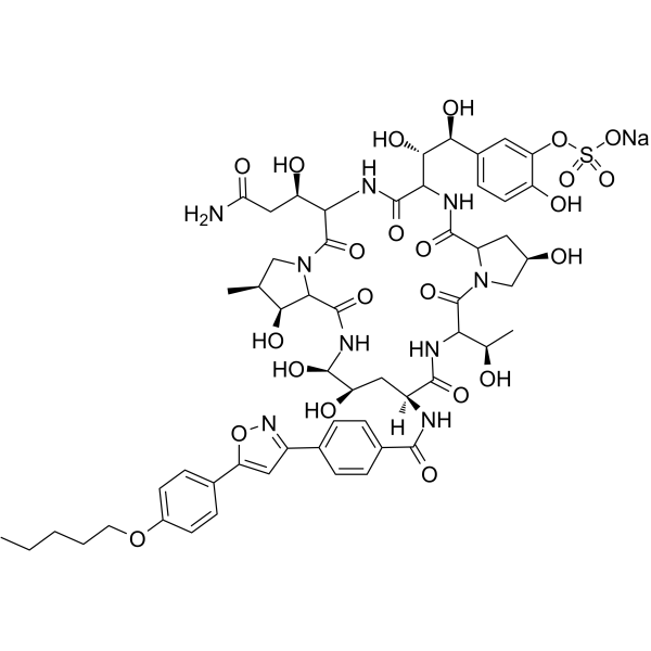 sodium 5-((1S,2S)-2-((2R,6S,9S,11R,12R,14aS,15S,16S,20S,23S,25aS)-20-((R)-3-amino-1-hydroxy-3-oxopropyl)-2,11,12,15-tetrahydroxy-6-((R)-1-hydroxyethyl)-16-methyl-5,8,14,19,22,25-hexaoxo-9-(4-(5-(4-(pe