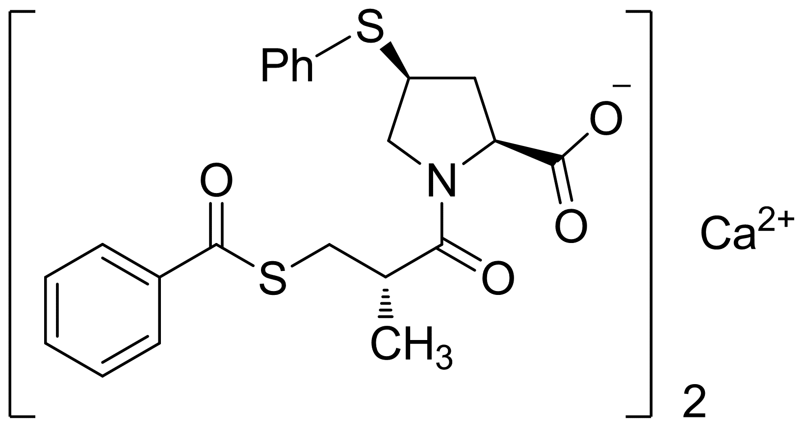 [(4S)-3-(苯甲酰硫基)-2(S)-甲基丙酰-4-(苯硫基)-L-脯氨酸]钙盐