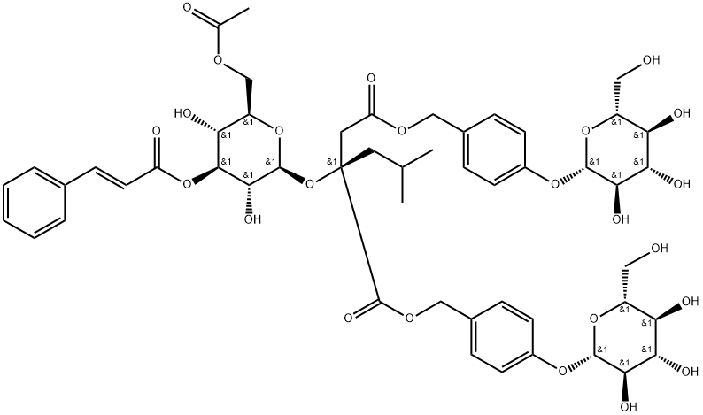 β-D-Glucopyranoside, [(2R)-2-[[6-O-acetyl-3-O-[(2E)-1-oxo-3-phenyl-2-propen-1-yl]-β-D-glucopyranosyl]oxy]-2-(2-methylpropyl)-1,4-dioxo-1,4-butanediyl]bis(oxymethylene-4,1-phenylene) bis-