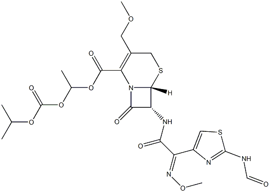 头孢泊肟酯杂质F (1RS)-1-[[(1-甲基乙氧基)羰基]氧基]乙基(6R,7R)-7-[[(2Z)-2-(2-甲酰氨基)噻唑-4-基)-2-(甲氧基亚氨基)乙酰基]氨基]-3-(甲氧基甲基)-8-氧代-5-硫杂-1-氮杂双环[4.2.0]辛-2-烯-2-羧酸酯(N-甲酰基头孢泊肟酯)