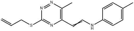 4-methyl-N-[(E)-2-[6-methyl-3-(prop-2-en-1-ylsulfanyl)-1,2,4-triazin-5-yl]ethenyl]aniline