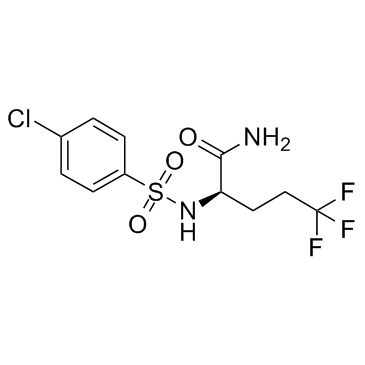 (S)-2-((4-chlorophenyl)sulfonamido)-5,5,5-trifluoropentanamide