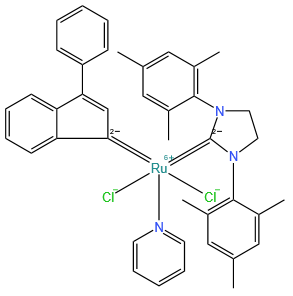 Dichloro(1,3-dimesitylimidazolidin-2-ylidene)(3-phenyl-1H-inden-1-ylidene)(pyridin-2-yl)ruthenate(II)