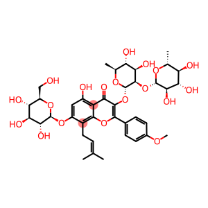 4H-1-Benzopyran-4-one,3-[(6-deoxy-2-O-β-D-glucopyranosyl-α-L-mannopyranosyl)oxy]-7-(β-D-glucopyranosyloxy)-5-hydroxy-2-(4-methoxyphenyl)-8-(3-methyl-2-buten-1-yl)-