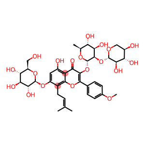 4H-1-Benzopyran-4-one,3-[(6-deoxy-2-O-β-D-xylopyranosyl-α-L-mannopyranosyl)oxy]-7-(β-D-glucopyranosyloxy)-5-hydroxy-2-(4-methoxyphenyl)-8-(3-methyl-2-buten-1-yl)-