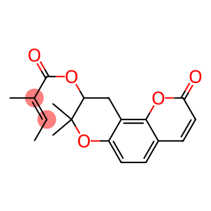 2-Methyl-2-butenoic acid 9,10-dihydro-8,8-dimethyl-2-oxo-2H,8H-benzo[1,2-b:3,4-b']dipyran-9-yl ester