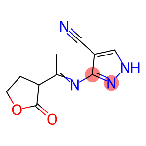 1H-Pyrazole-4-carbonitrile, 3-[[1-(tetrahydro-2-oxo-3-furanyl)ethylidene]amino]-