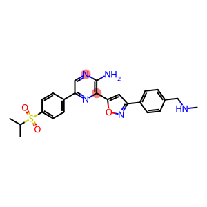 VE 822                                                           3-[3-[4-[(Methylamino)methyl]phenyl]-5-isoxazolyl]-5-[4-[(1-methylethyl)sulfonyl]phenyl]-2-pyrazinamine