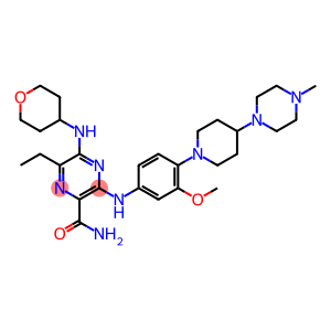 6-ethyl-3-((3-methoxy-4-(4-(4-methylpiperazin-1-yl)piperidin-1-yl)phenyl)amino)-5-((tetrahydro-2H-pyran-4-yl)amino)pyrazine-2-carboxamide
