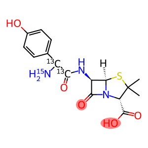 (2S,5R,6R)-6-[[(2R)-2-Amino-2-(4-hydroxyphenyl)acetyl]amino]-3,3-dimethyl-7-oxo-4-thia-1-azabicyclo[3.2.0]heptane-2-carboxylic Acid-13C2,15N
