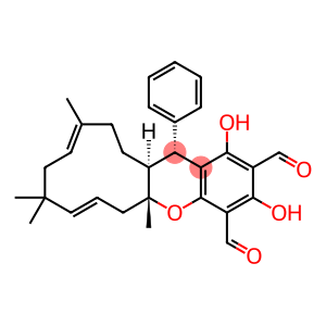 Benzo[b]cycloundeca[e]pyran-2,4-dicarboxaldehyde, 5a,6,9,10,13,14,14a,15-octahydro-1,3-dihydroxy-5a,9,9,12-tetramethyl-15-phenyl-, (5aR,7E,11E,14aS,15R)-rel-