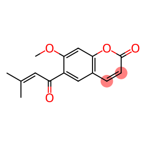 2H-1-Benzopyran-2-one, 7-methoxy-6-(3-methyl-1-oxo-2-buten-1-yl)-