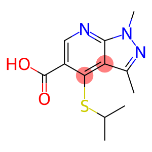 1,3-DIMETHYL-4-(ISOPROPYLTHIO)-1H-PYRAZOLO(3,4-B)PYRIDINE-5-CARBOXYLIC ACID