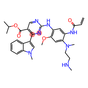 5-Pyrimidinecarboxylic acid, 2-[[2-methoxy-4-[methyl[2-(methylamino)ethyl]amino]-5-[(1-oxo-2-propen-1-yl)amino]phenyl]amino]-4-(1-methyl-1H-indol-3-yl)-, 1-methylethyl ester