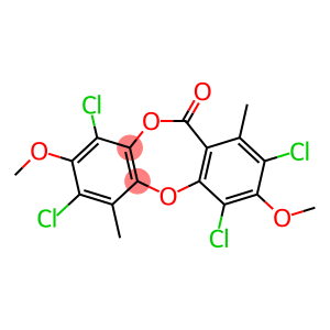 11H-Dibenzo[b,e][1,4]dioxepin-11-one, 2,4,7,9-tetrachloro-3,8-dimethoxy-1,6-dimethyl-