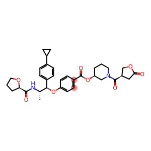Benzoic acid, 4-[(1R,2S)-1-(4-cyclopropylphenyl)-2-[[[(2R)-tetrahydro-2-furanyl]carbonyl]amino]propoxy]-, (3S)-1-[[(3R)-tetrahydro-5-oxo-3-furanyl]carbonyl]-3-piperidinyl ester