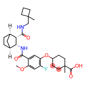 Cyclohexanecarboxylic acid, 4-[2-fluoro-4-methoxy-5-[[[(1S,2R,3S,4R)-3-[[[(1-methylcyclobutyl)methyl]amino]carbonyl]bicyclo[2.2.1]hept-2-yl]amino]carbonyl]phenoxy]-1-methyl-, cis-