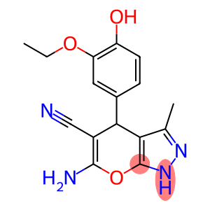 Pyrano[2,3-c]pyrazole-5-carbonitrile, 6-amino-4-(3-ethoxy-4-hydroxyphenyl)-1,4-dihydro-3-methyl-