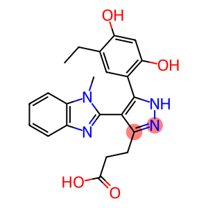 1H-Pyrazole-3-propanoic acid, 5-(5-ethyl-2,4-dihydroxyphenyl)-4-(1-methyl-1H-benzimidazol-2-yl)-