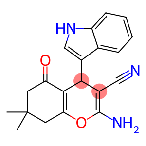 4H-1-Benzopyran-3-carbonitrile, 2-amino-5,6,7,8-tetrahydro-4-(1H-indol-3-yl)-7,7-dimethyl-5-oxo-