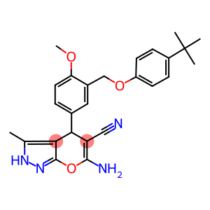6-amino-4-{3-[(4-tert-butylphenoxy)methyl]-4-methoxyphenyl}-3-methyl-2,4-dihydropyrano[2,3-c]pyrazole-5-carbonitrile