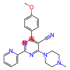 5-Pyrimidinecarbonitrile, 4-(4-methoxyphenyl)-6-(4-methyl-1-piperazinyl)-2-(2-pyridinyl)-