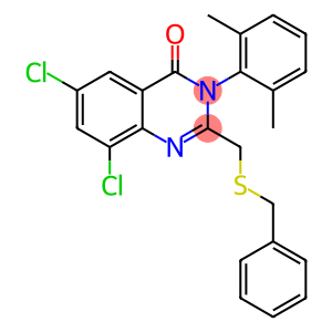 4(3H)-Quinazolinone, 6,8-dichloro-3-(2,6-dimethylphenyl)-2-[[(phenylmethyl)thio]methyl]-