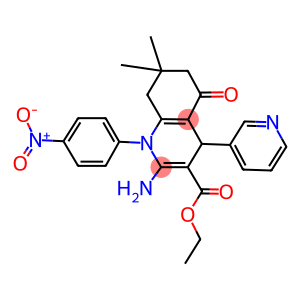 ethyl 2-amino-1-{4-nitrophenyl}-7,7-dimethyl-5-oxo-4-(3-pyridinyl)-1,4,5,6,7,8-hexahydro-3-quinolinecarboxylate