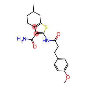 2-{[3-(4-methoxyphenyl)propanoyl]amino}-6-methyl-4,5,6,7-tetrahydro-1-benzothiophene-3-carboxamide