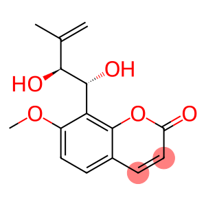 2H-1-Benzopyran-2-one,8-[(1R,2S)-1,2-dihydroxy-3-methyl-3-buten-1-yl]-7-methoxy-, rel-(-)-